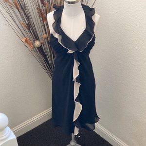 ⭐️S.L. Fashions Petite Black (Cream/Tan) Knee Length Dress